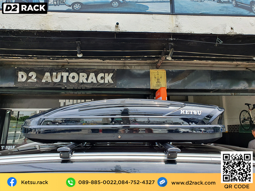 ขาย roofbox KETSU M1 ที่วางของบนหลังคา กล่องสัมภาระบนหลังคา กล่องเก็บของติดรถยนต์ : ผลงานติดตั้ง กล่องหลังคารถยนต์ roof box Pajero Sport ปาเจโร่