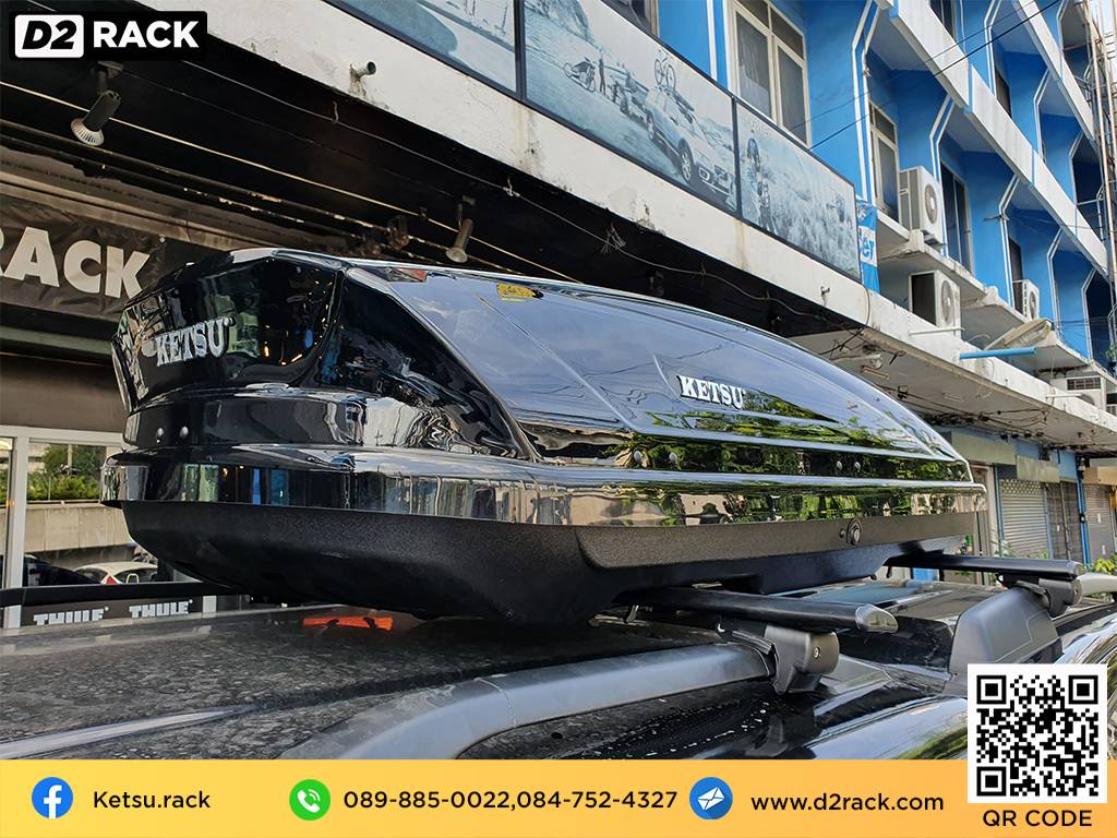 กล่องสัมภาระ KETSU Roofbox M2 กล่องติดหลังคารถ แร็คหลังคา กล่องสัมภาระบนหลังคา ราคา : ผลงานติดตั้ง กล่องหลังคารถยนต์ roof box Hyundai H1 เอชวัน