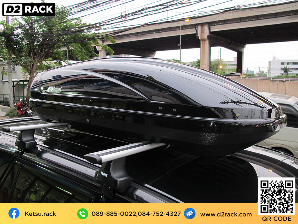 กล่อง RoofBox KETSU M2 กล่องติดหลังคาคารถ กล่องบนหลังคา คานขวาง : ผลงานติดตั้ง กล่องหลังคารถยนต์ roof box Toyota Innova อินโนว่า