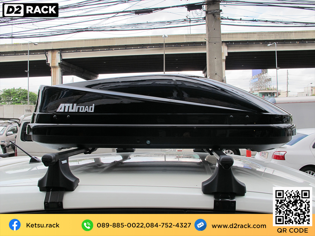 ขาย roofbox KETSU M3 ที่วางของบนหลังคา กล่องสัมภาระบนหลังคา กล่องเก็บของติดรถยนต์ : ผลงานติดตั้ง กล่องหลังคารถยนต์ roof box Nissan Tiida ทีด้า