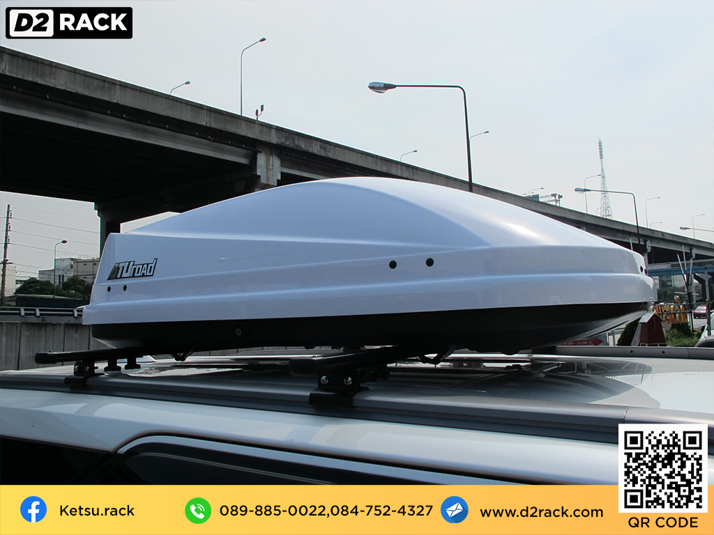 กล่อง RoofBox KETSU M3 กล่องติดหลังคาคารถ กล่องบนหลังคา คานขวาง : ผลงานติดตั้ง กล่องหลังคารถยนต์ roof box Toyota Fortuner ฟอร์จูนเนอร์