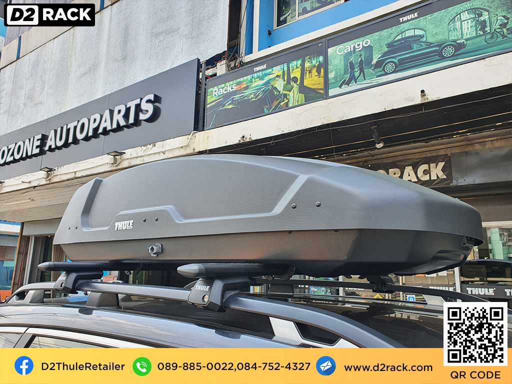 roofbox thule Force XT M กล่องหลังคารถ กล่องใส่ของบนหลังคารถ กล่องเก็บสัมภาระบนหลังคา : ผลงานติดตั้ง กล่องหลังคารถยนต์ roof box Subaru Forester ฟอเรสเตอร์