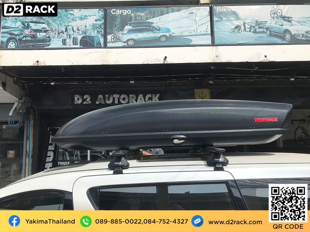 กล่อง RoofBox YAKIMA Skybox 21 กล่องติดหลังคาคารถ กล่องบนหลังคา คานขวาง : ผลงานติดตั้ง กล่องหลังคารถยนต์ roof box Toyota Vellfire เวลไฟร์