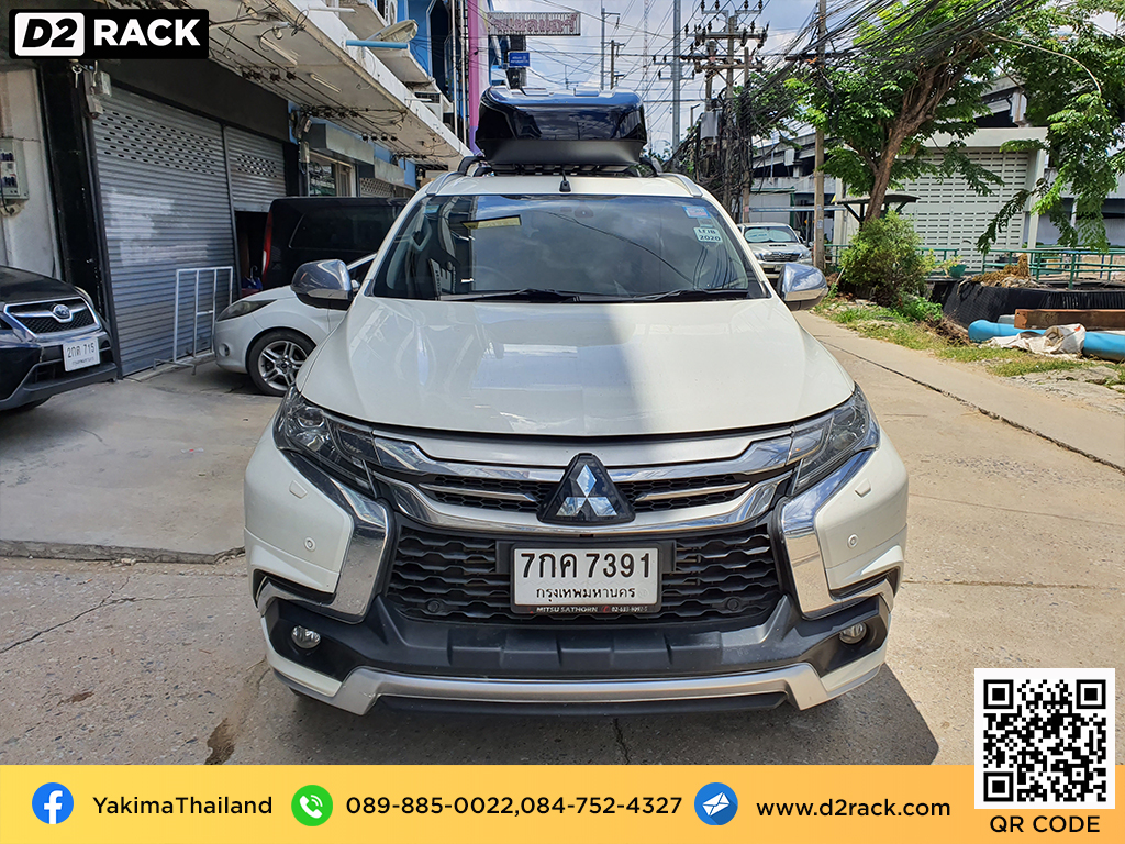 ที่วางของบนหลังคา YAKIMA Easytrip 470 roof box กล่องสัมภาระบนหลังคา ขาย roofbox กล่องติดหลังคามือสอง : ผลงานติดตั้ง กล่องหลังคารถยนต์ roof box Pajero sport ปาเจโร่