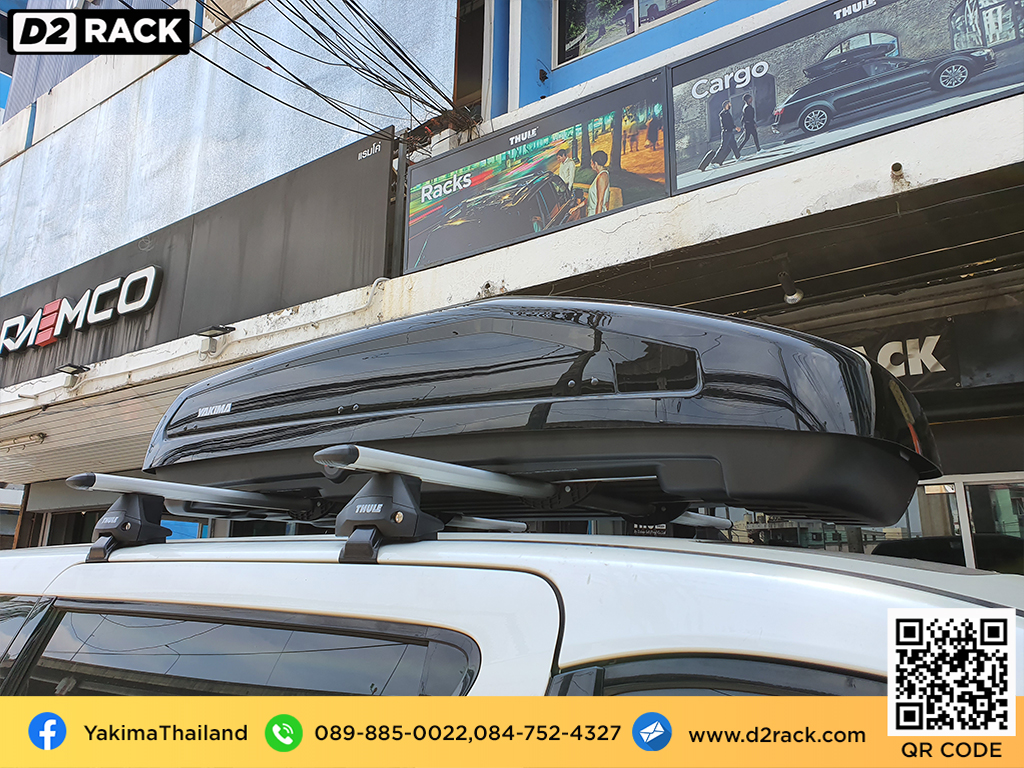 กล่อง RoofBox YAKIMA Easytrip 470 กล่องติดหลังคาคารถ กล่องบนหลังคา คานขวาง : ผลงานติดตั้ง กล่องหลังคารถยนต์ roof box Toyota Vellfire เวลไฟร์