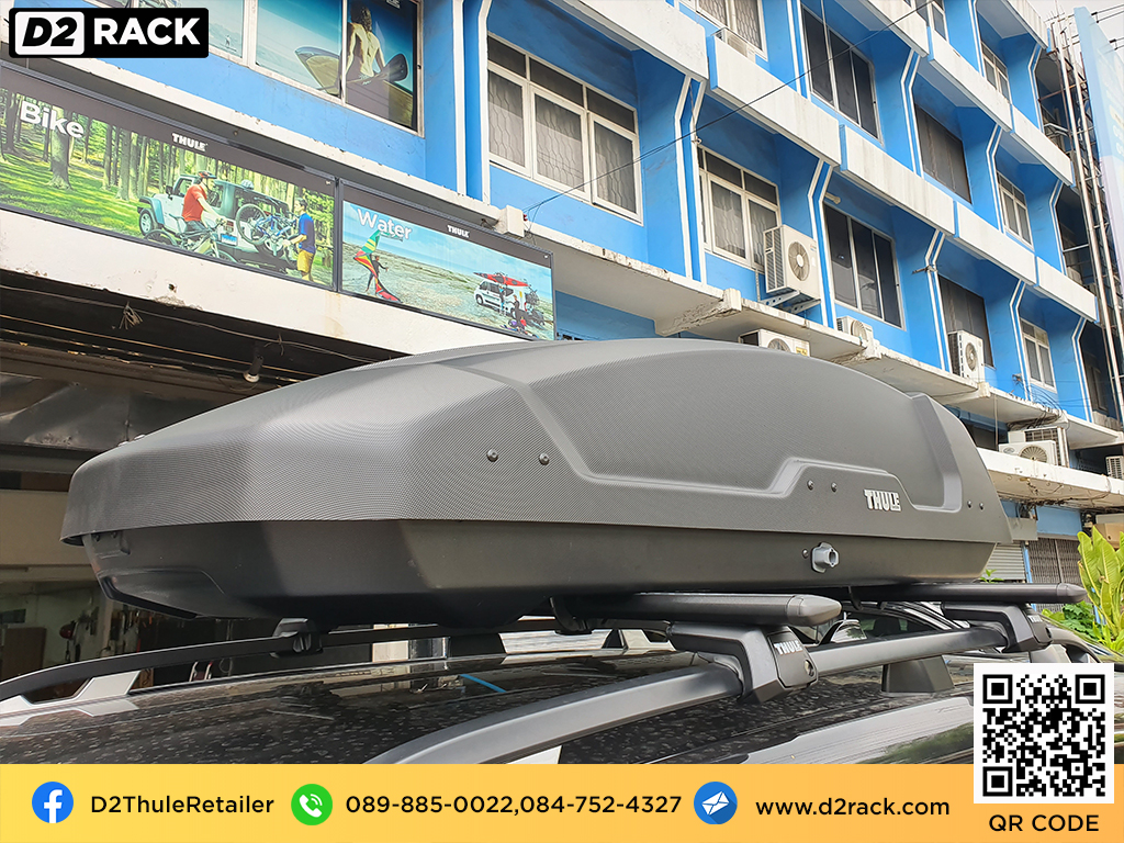 roofbox thule Force XT M กล่องหลังคารถ กล่องใส่ของบนหลังคารถ กล่องเก็บสัมภาระบนหลังคา : ผลงานติดตั้ง กล่องหลังคารถยนต์ roof box Subaru forester ฟอเรสเตอร์