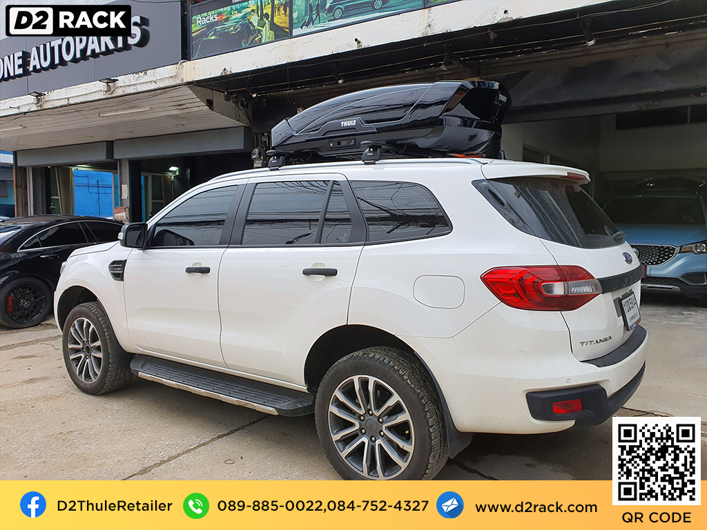 roofbox thule Motion XT M กล่องหลังคารถ กล่องใส่ของบนหลังคารถ กล่องเก็บสัมภาระบนหลังคา : ผลงานติดตั้ง กล่องหลังคารถยนต์ roof box Ford everest เอเวอเรสต์