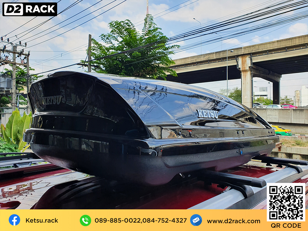 กล่องวางของบนหลังคา KETSU Roofbox M2 ที่วางของบนหลังคา กล่องหลังคารถ กล่องใส่สัมภาระบนหลังคา : ผลงานติดตั้ง กล่องหลังคารถยนต์ roof box Isuzu Mu-x มิวเอ็กซ์