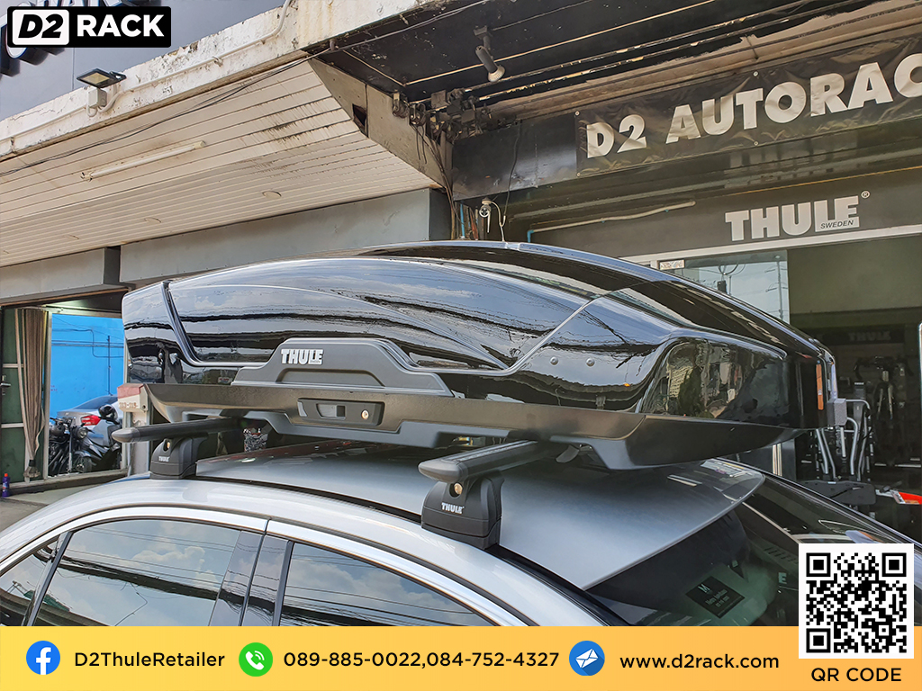 กล่องบนหลังคา มือสอง thule RoofBox thule Motion XT M ขาย roofbox มือ สอง กล่องหลังคารถ คานขวาง : ผลงานติดตั้ง กล่องหลังคารถยนต์ roof box Benz C300 เบนซ์