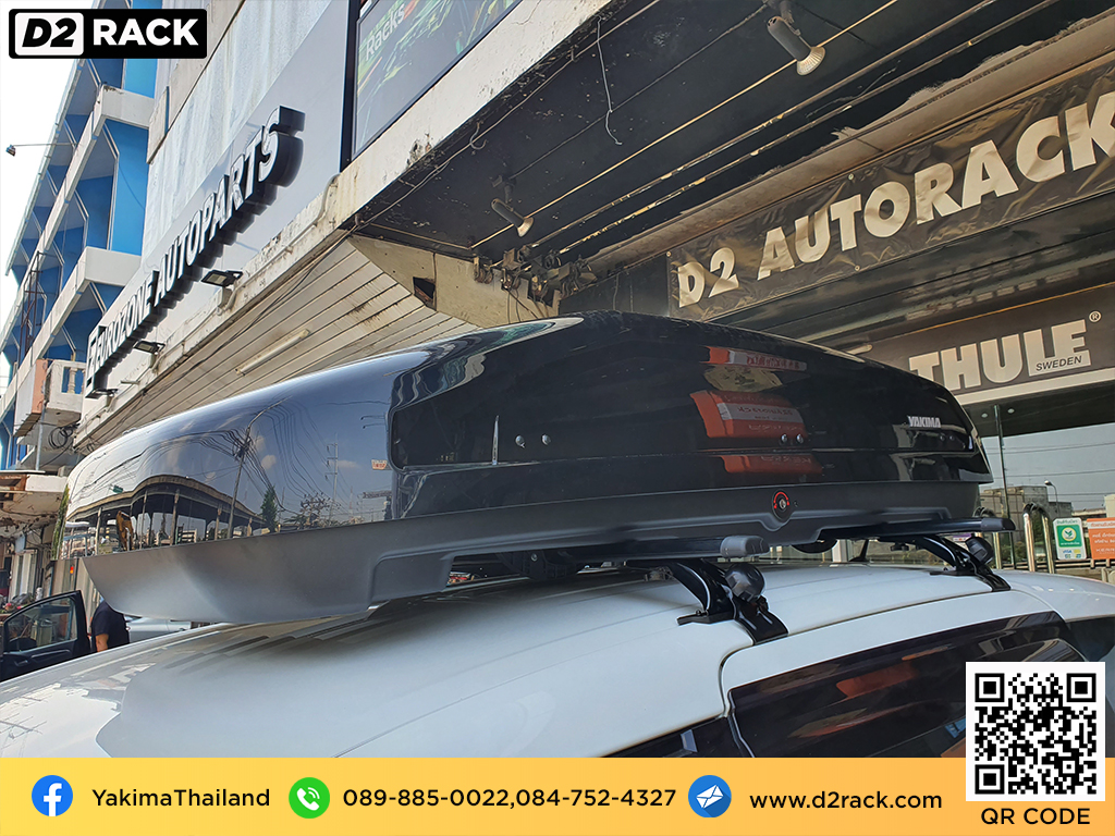 กล่องวางของบนหลังคา YAKIMA Easytrip 470 ขาย roofbox มือสอง กล่องติดหลังคาคารถ ที่เก็บของบนหลังคา : ผลงานติดตั้ง กล่องหลังคารถยนต์ roof box Toyota Sienta โตโยต้า เซียนต้า