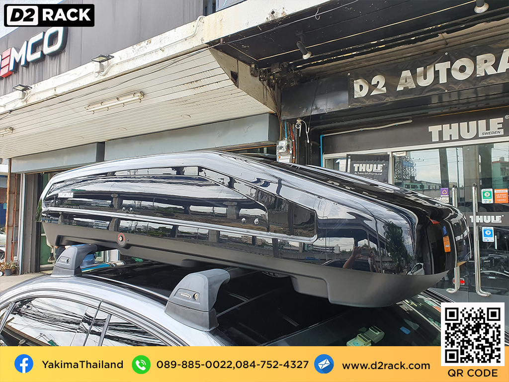 กล่องติดหลังคาคารถ YAKIMA Easytrip 470 roof box ราคาถูก ที่วางของบนหลังคา กล่องหลังคารถ : ผลงานติดตั้ง กล่องหลังคารถยนต์ roof box Benz C43 เบนซ์