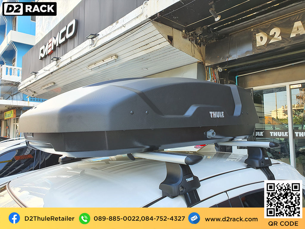 กล่องวางของบนหลังคา THULE Force XT S ขาย roofbox มือสอง กล่องติดหลังคาคารถ ที่เก็บของบนหลังคา : ผลงานติดตั้ง กล่องหลังคารถยนต์ roof box Mazda 2 มาสด้า2