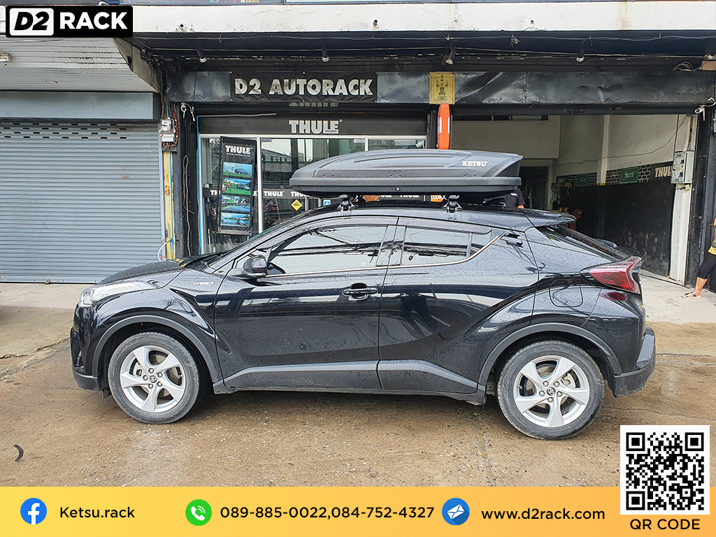 Toyota CHR ติดตั้ง กล่องเก็บของบนหลังคา KETSU Roofbox รุ่น M1 Bubble