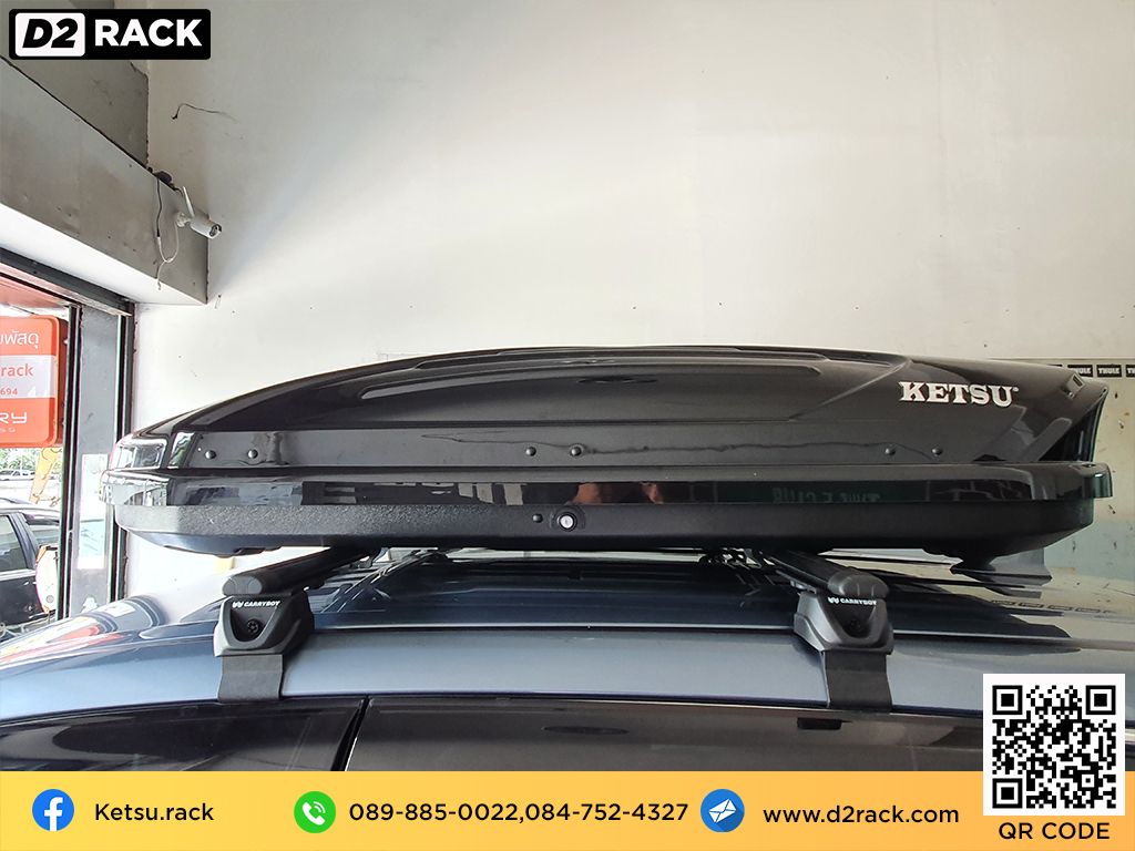 กล่อง RoofBox KETSU M1 กล่องอเนกประสงค์บนหลังคารถ กล่องใส่ของบนหลังคามือ 2 ขาย roofbox : ผลงานติดตั้ง กล่องหลังคารถยนต์ roof box Toyota Cross ครอส