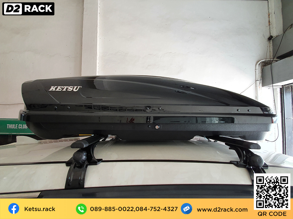 กล่อง RoofBox KETSU M1 กล่องติดหลังคาคารถ กล่องบนหลังคา คานขวาง : ผลงานติดตั้ง กล่องหลังคารถยนต์ roof box Honda CRV G5 ซีอาร์วี