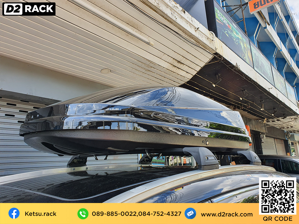 กล่อง RoofBox KETSU M3 กล่องอเนกประสงค์บนหลังคารถ กล่องใส่ของบนหลังคามือ 2 ขาย roofbox : ผลงานติดตั้ง กล่องหลังคารถยนต์ roof box Honda CRV G5 ซีอาร์วี