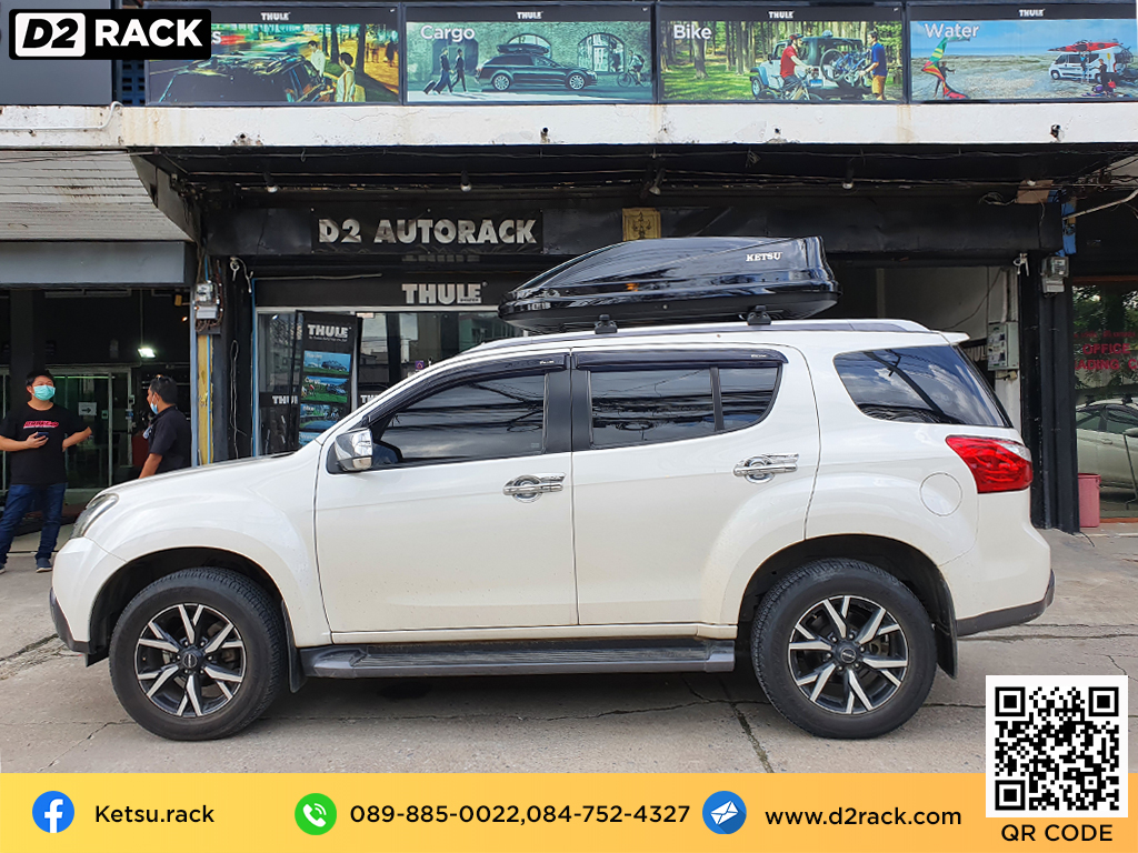 Isuzu Mu X ติดตั้ง กล่องเก็บของบนหลังคา KETSU Roofbox รุ่น M3 Glossy