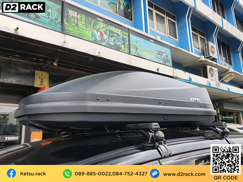 กล่อง RoofBox KETSU M3 กล่องติดหลังคาคารถ กล่องบนหลังคา คานขวาง : ผลงานติดตั้ง กล่องหลังคารถยนต์ roof box Mitsubishi Xpander เอ็กซ์แพนเดอร์