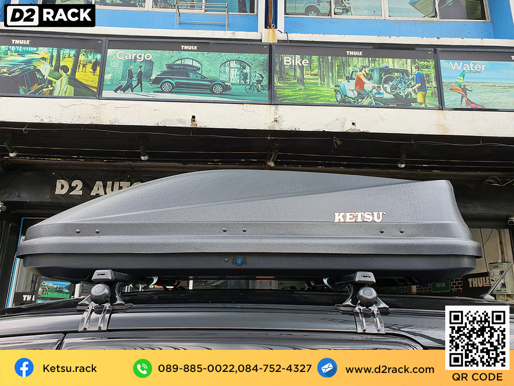 กล่องเก็บของติดรถยนต์ KETSU RoofBox รุ่น M3 Matte ติดตั้งกับ Mitsubishi Xpander