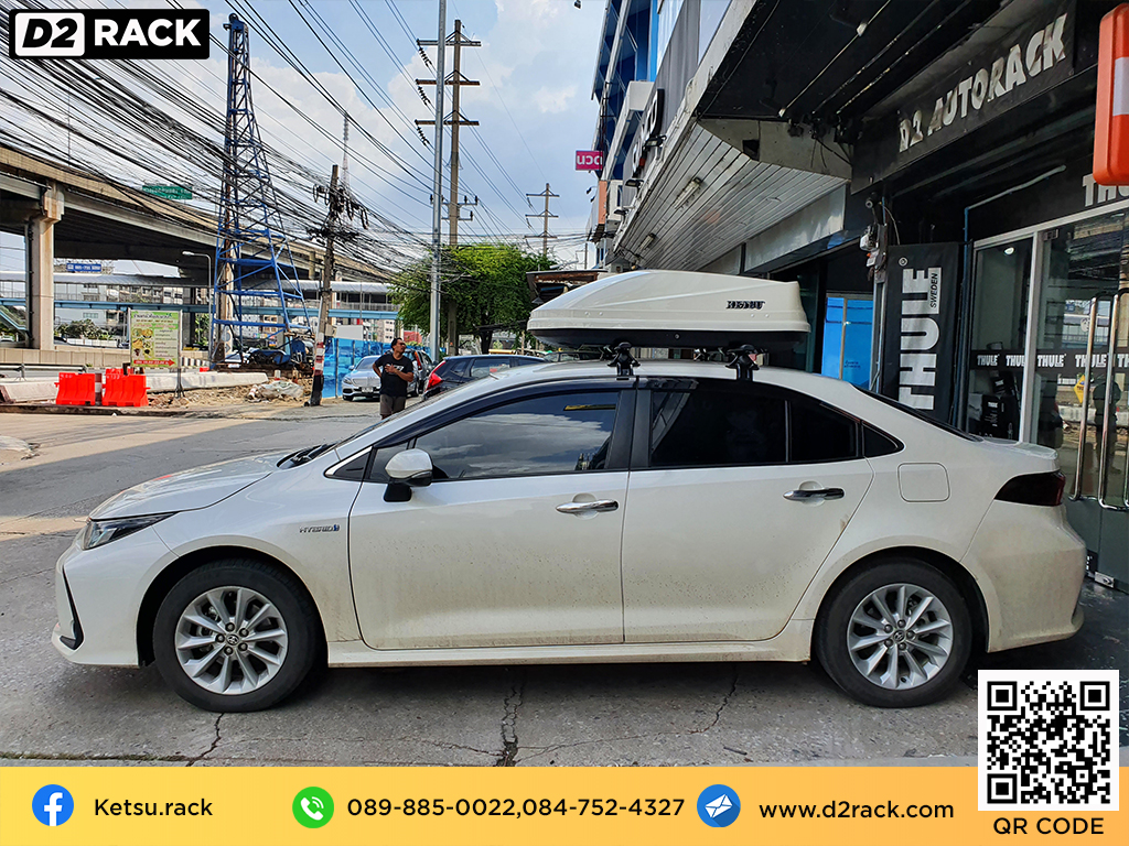 กล่องวางของบนหลังคา KETSU M3 ขาย roofbox มือสอง กล่องติดหลังคาคารถ ที่เก็บของบนหลังคา : ผลงานติดตั้ง กล่องหลังคารถยนต์ roof box Toyota Altis อัลติส