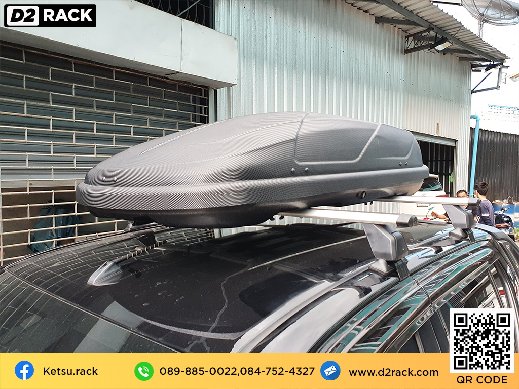 กล่องวางของบนหลังคา KETSU M4 ขาย roofbox มือสอง กล่องติดหลังคาคารถ ที่เก็บของบนหลังคา : ผลงานติดตั้ง กล่องหลังคารถยนต์ roof box Toyota Revo Rocco รีโว่ ร็อคโค่