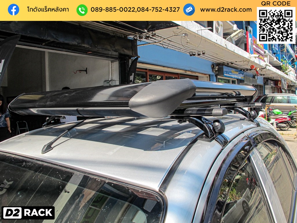 Nissan March ติดตั้ง แร็คใส่สัมภาระบนหลังคา SCR Roofrack รุ่น RR03 100x130 cm