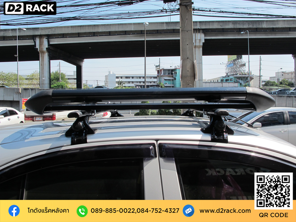 Nissan March ติดตั้ง แร็คบรรทุกสัมภาระบนหลังคา SCR Roofrack รุ่น RR03 100x130 cm