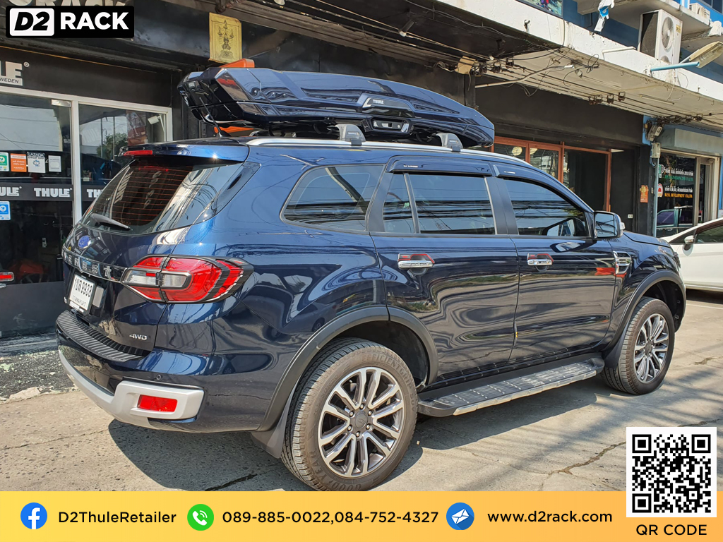 Ford Everest ติดตั้ง ที่เก็บสัมภาระบนหลังคารถ THULE Roofbox รุ่น Vector Size L