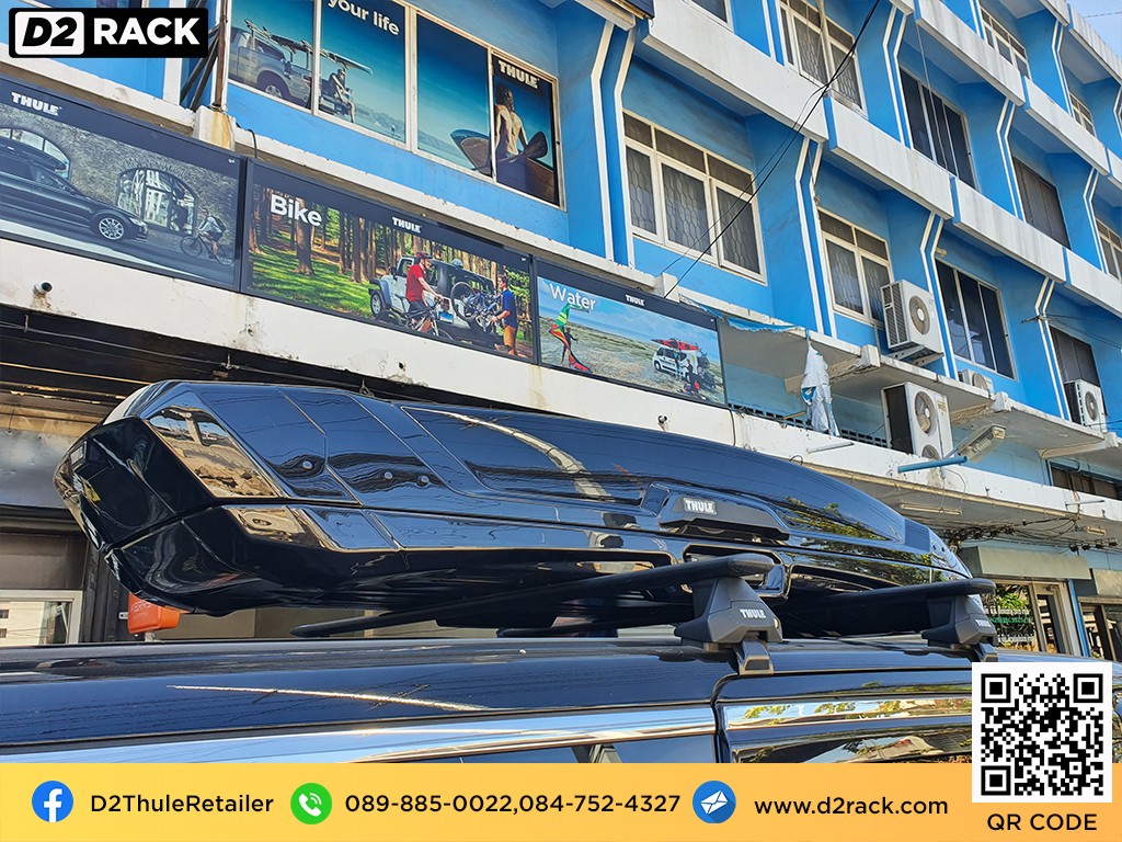 Toyota Alphard ติดตั้ง กล่องใส่สัมภาระบนหลังคา THULE Roofbox รุ่น Vector Size L