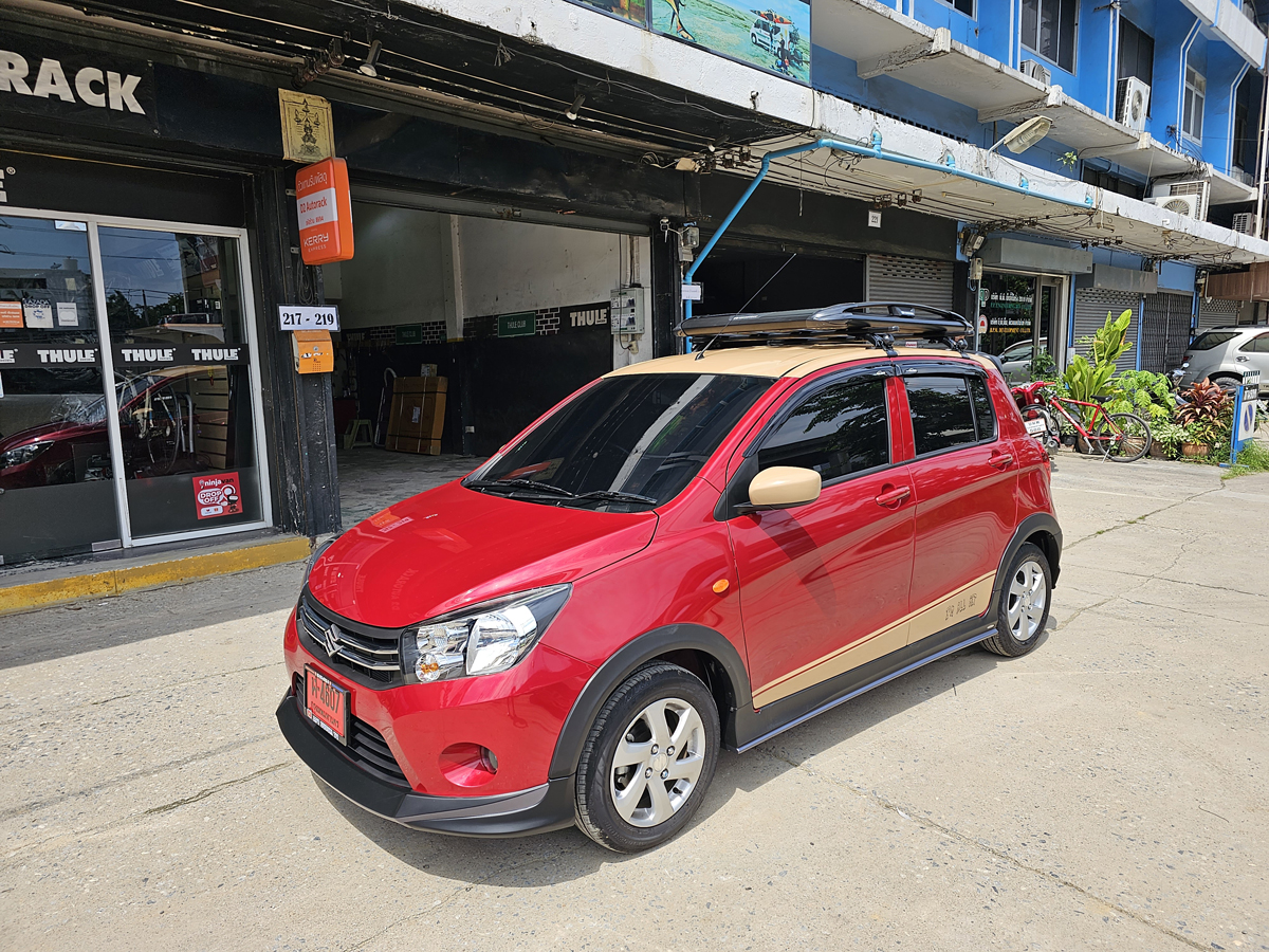 Suzuki Celerio ติดตั้ง แร็คบรรทุกสัมภาระบนหลังคา CARRYBOY Roofrack รุ่น CB550N 100x120 cm