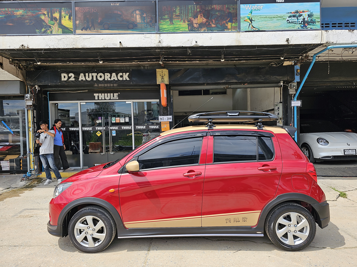 Suzuki Celerio ติดตั้ง แร็คใส่สัมภาระบนหลังคา CARRYBOY Roofrack รุ่น CB550N 100x120 cm