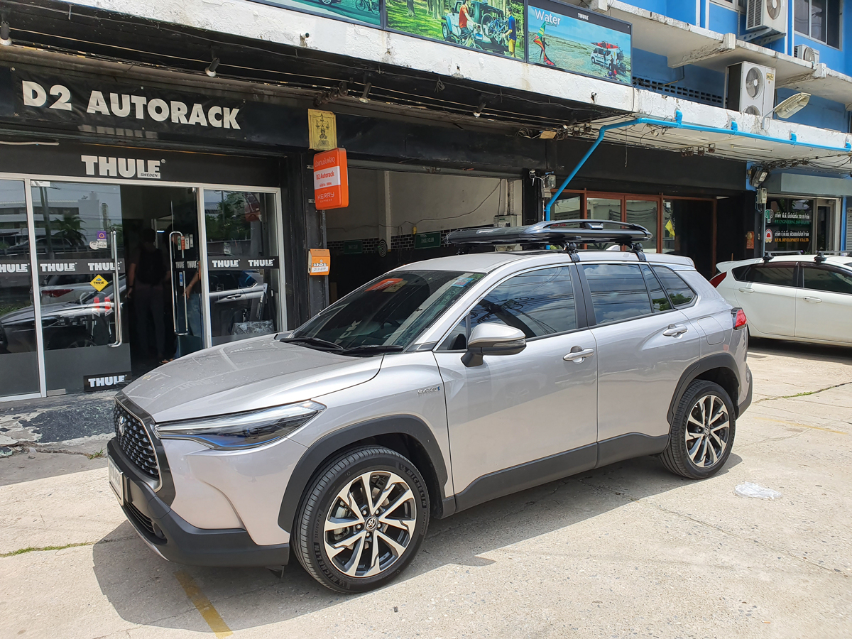 Toyota Cross ติดตั้ง แร็คหลังคา CARRYBOY Roofrack รุ่น CB550N 100x120 cm