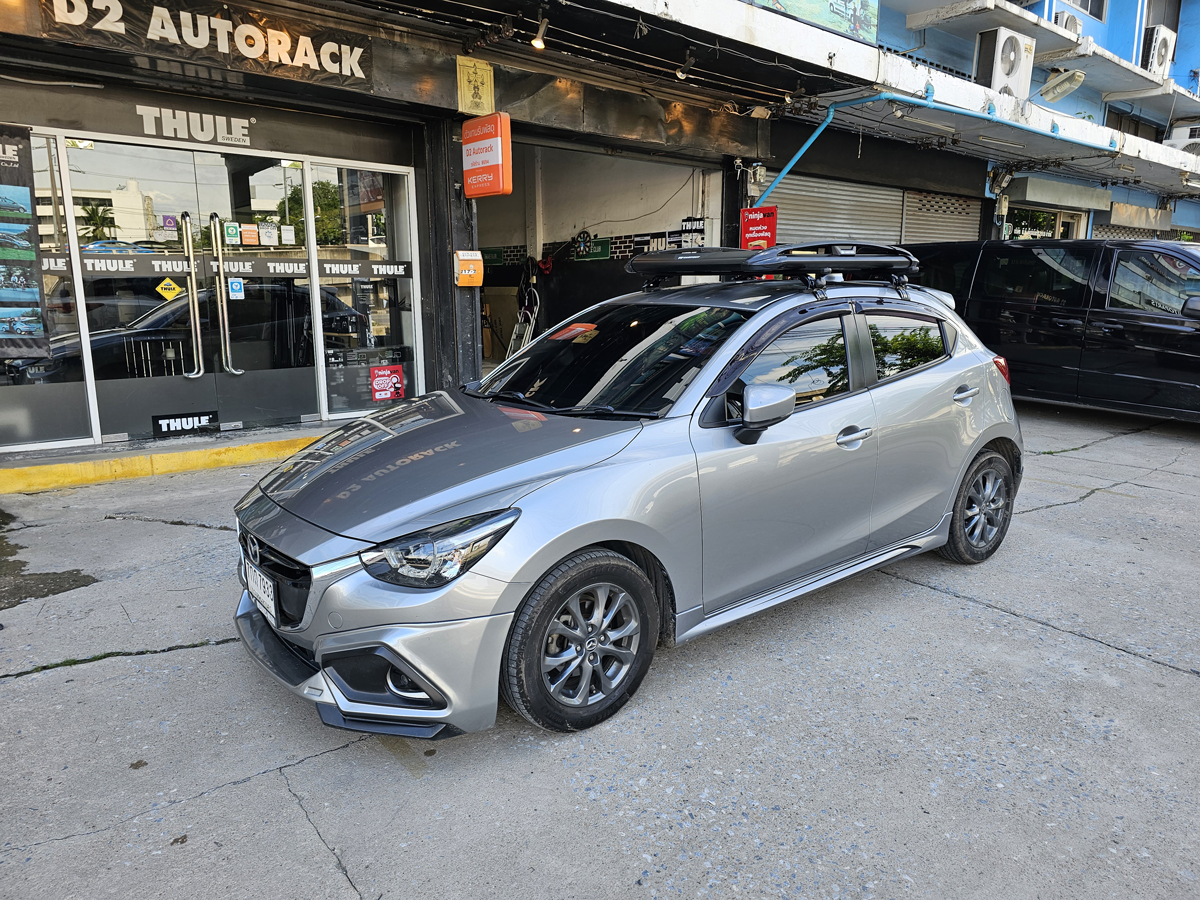 Mazda 2 ติดตั้ง แร็คบรรทุกสัมภาระบนหลังคา CARRYBOY Roofrack รุ่น CB550N 100x120 cm