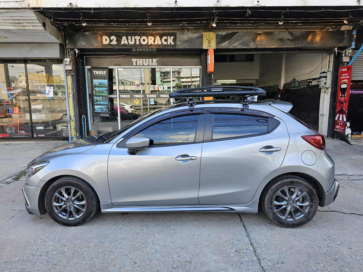 Mazda 2 ติดตั้ง แร็คใส่สัมภาระบนหลังคา CARRYBOY Roofrack รุ่น CB550N 100x120 cm