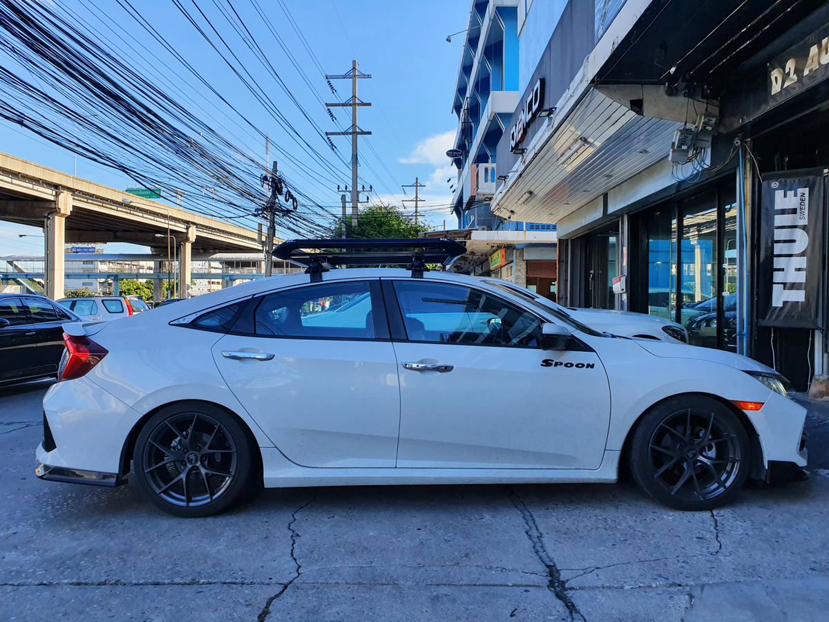 Honda Civic ติดตั้ง แร็คหลังคารถเก๋ง SCR Roofrack รุ่น RR03 100x130 cm Black Color