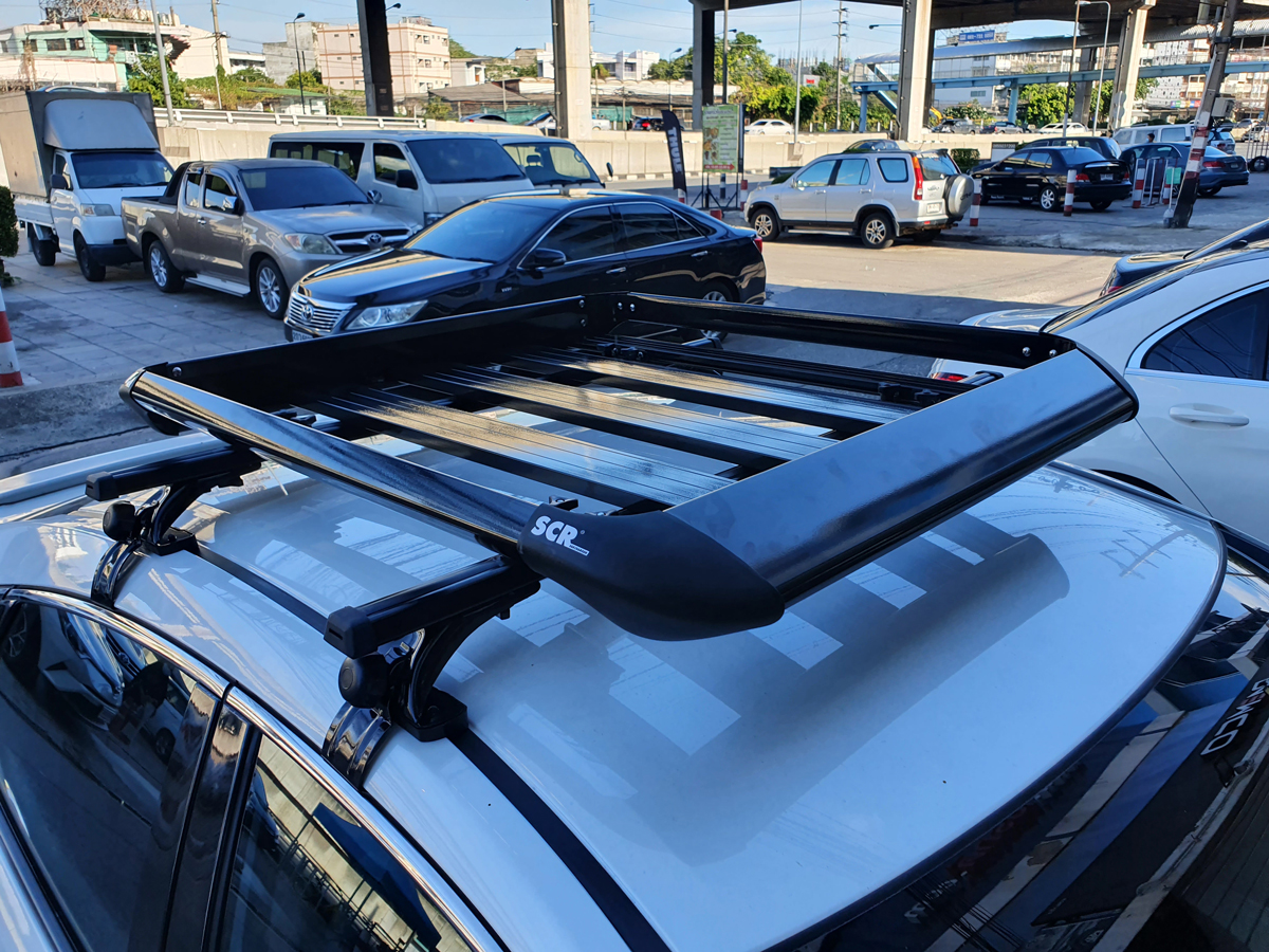 Honda Civic ติดตั้ง ถาดวางของบนหลังคา SCR Roofrack รุ่น RR03 100x130 cm Black Color