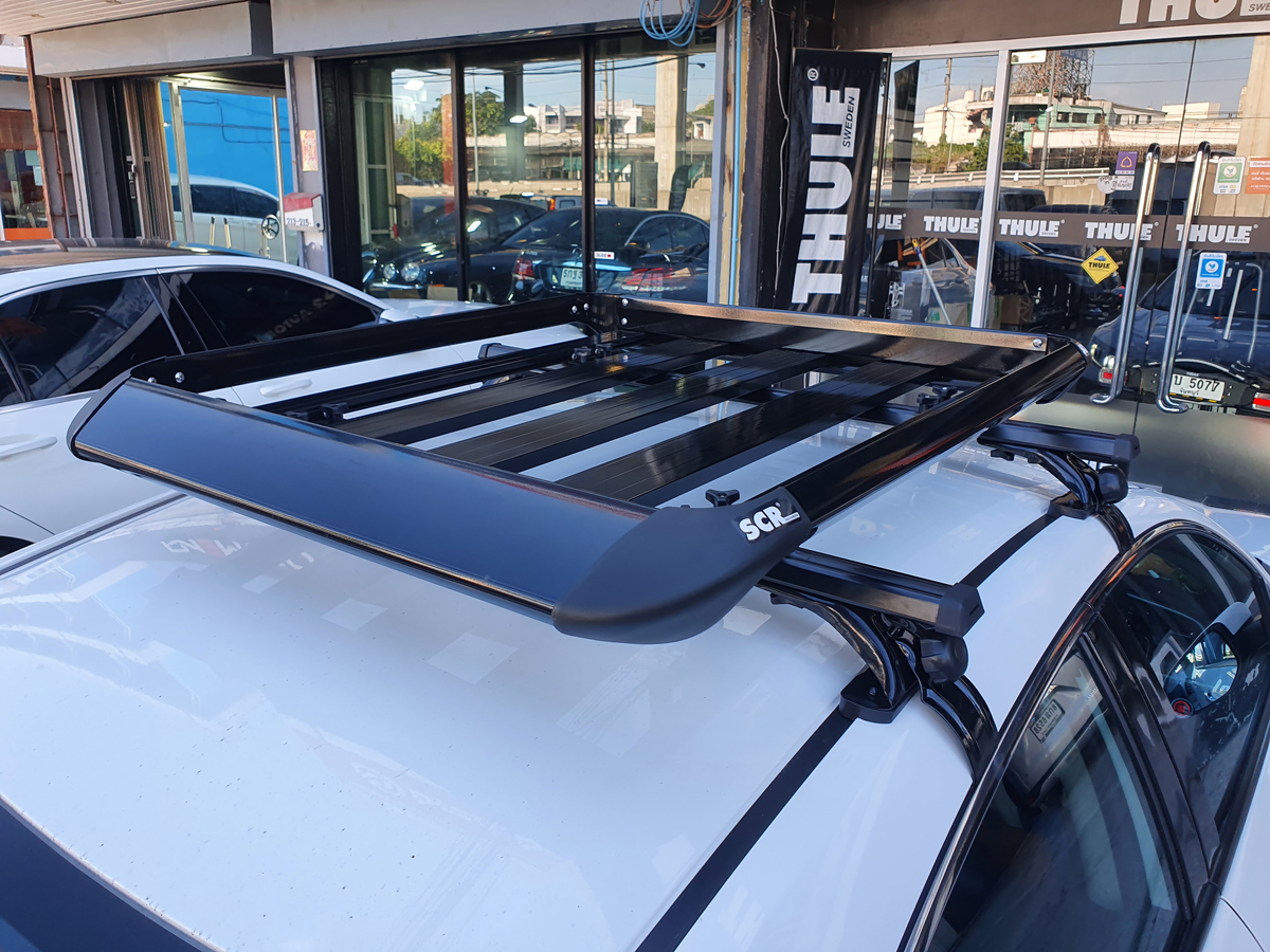 Honda Civic ติดตั้ง ตะแกรงใส่ของบนหลังคา SCR Roofrack รุ่น RR03 100x130 cm Black Color