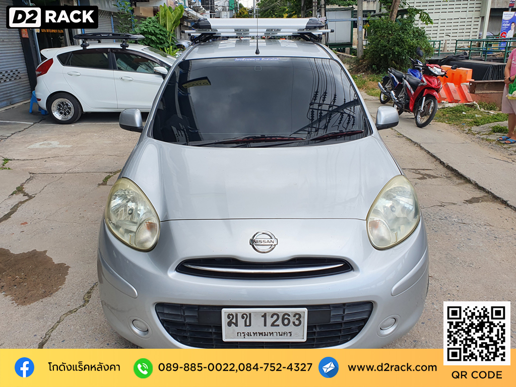 Nissan March ติดตั้ง ที่เก็บของบนหลังคา CARRYBOY Roofrack รุ่น CB535N 100x120 cm