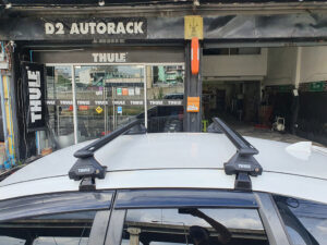 nameka rackดีไหม Thule Normal Roof รุ่น Evo ประกอบด้วย ชุดขาจับแร็ค thule 7105 + ชุดคานขวาง thule wingbar evo + ชุด kit แร็คจักรยานมือสอง ขาแร็คหลังคามือสอง