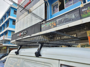 คานแร็คหลังคา Thule Rain Gutters ประกอบด้วย ชุดขาจับแร็ค thule 952 + ชุดคานขวาง thule squarebar แร็คหลังคามือสอง โรบาร์หลังคา ทูเล่ ร้านขายแร็คหลังคามือสอง