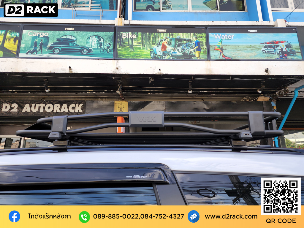 Mitsubishi Pajero sport ติดตั้ง แร็คเก็บของบนหลังคา VRK Roofrack รุ่น Tray 001 100x150 cm