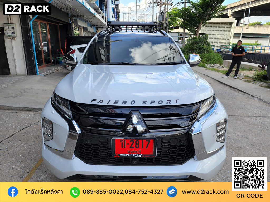 Mitsubishi Pajero sport ติดตั้ง ถาดใส่ของบนหลังคา VRK Roofrack รุ่น Tray 001 100x150 cm