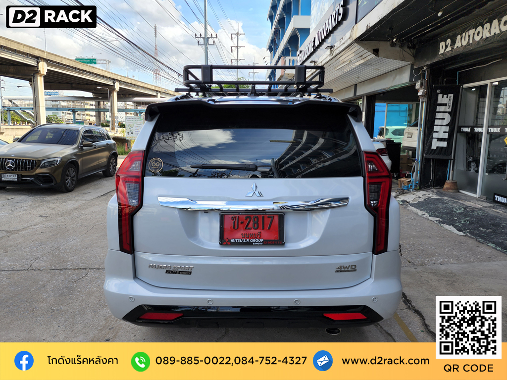 Mitsubishi Pajero sport ติดตั้ง ที่เก็บของบนหลังคา VRK Roofrack รุ่น Tray 001 100x150 cm