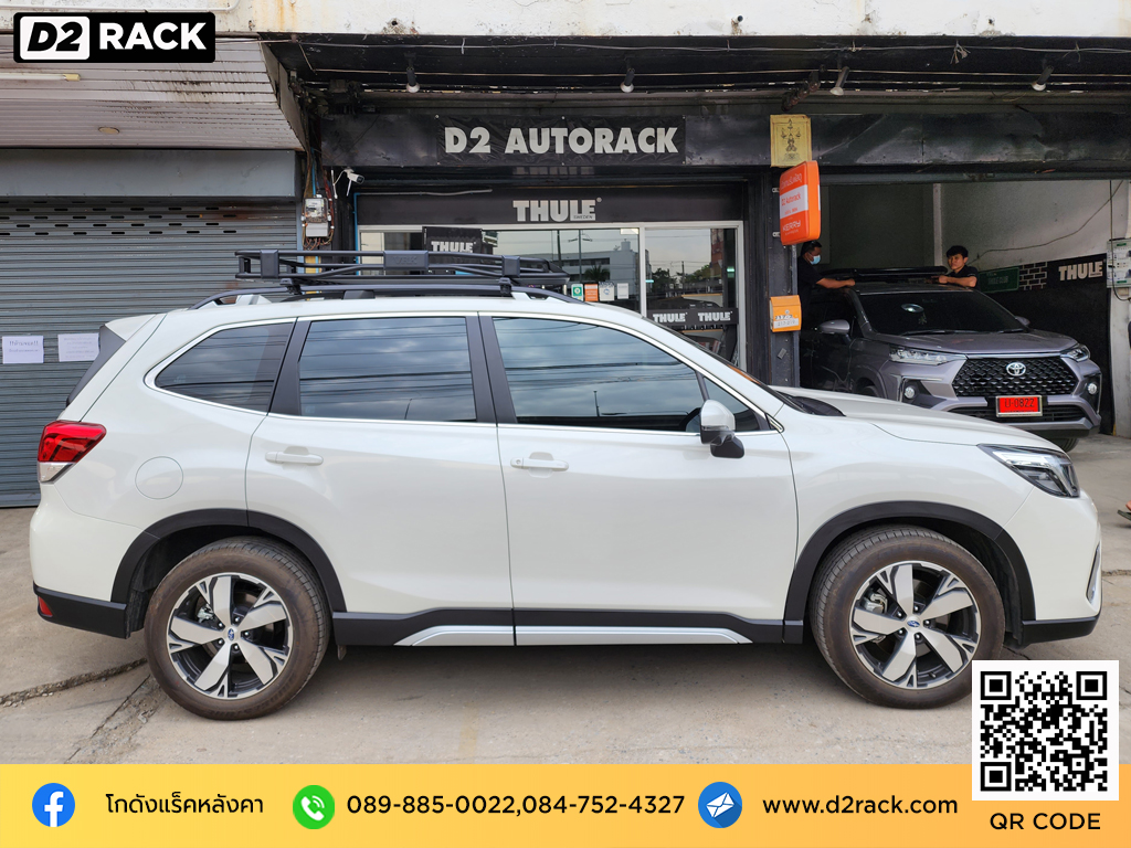 Subaru Forester ติดตั้ง แร็คเก็บสัมภาระบนหลังคา VRK Roofrack รุ่น Tray 001 100x150 cm