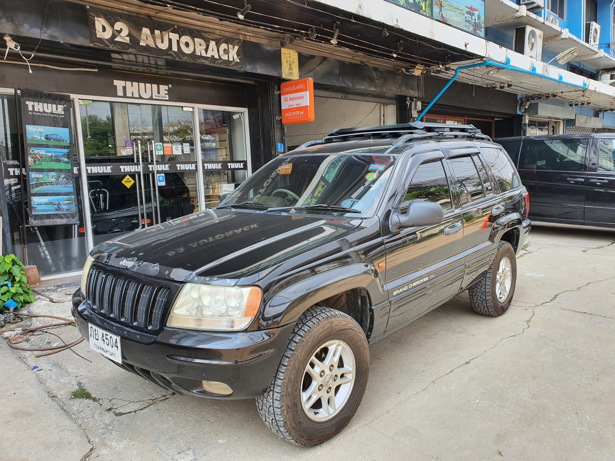 Jeep Cherokee ติดตั้ง แร็คหลังคา VRK Roofrack รุ่น Modern Black Color 100x120 cm