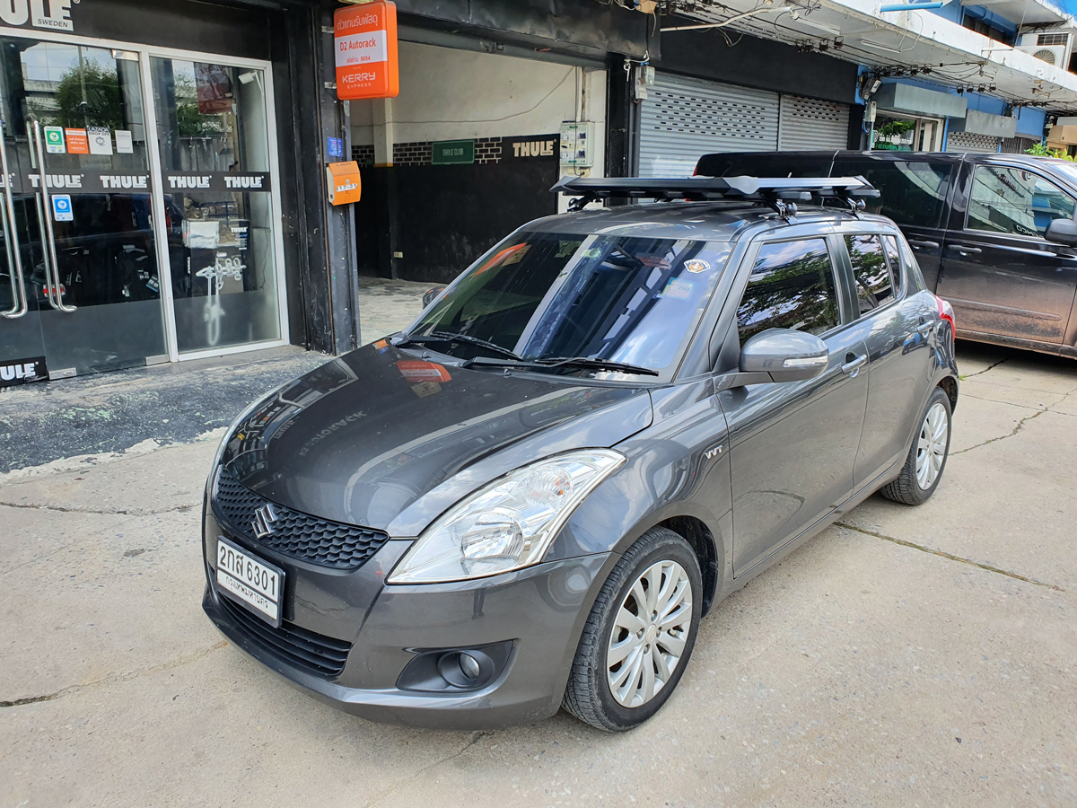 Suzuki Swift ติดตั้ง แร็คหลังคา VRK Roofrack รุ่น Modern Black Color 100x120 cm