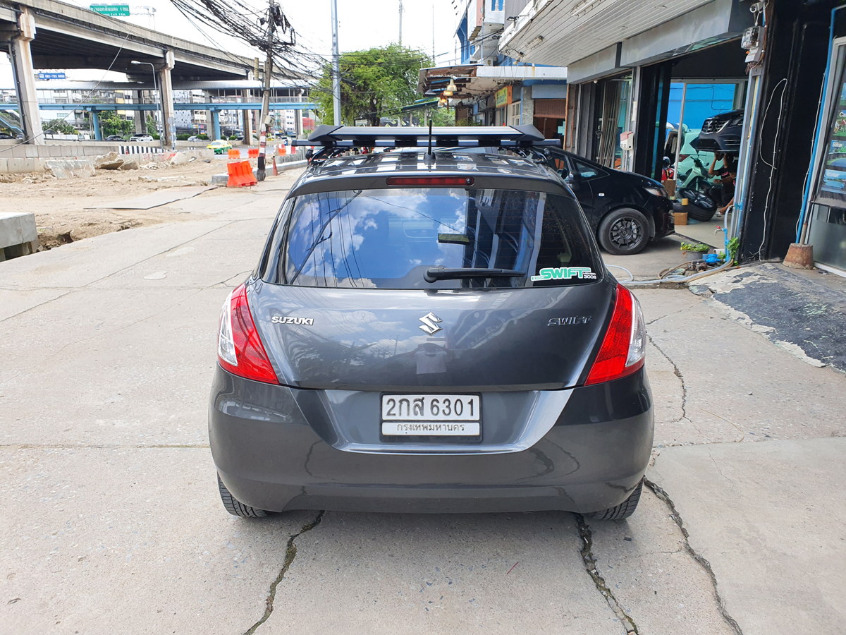 Suzuki Swift ติดตั้ง ที่เก็บของบนหลังคา VRK Roofrack รุ่น Modern Black Color 100x120 cm